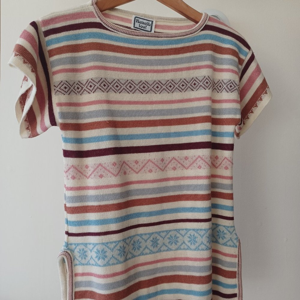 Vintage Striped Knit Tunic Sweater
